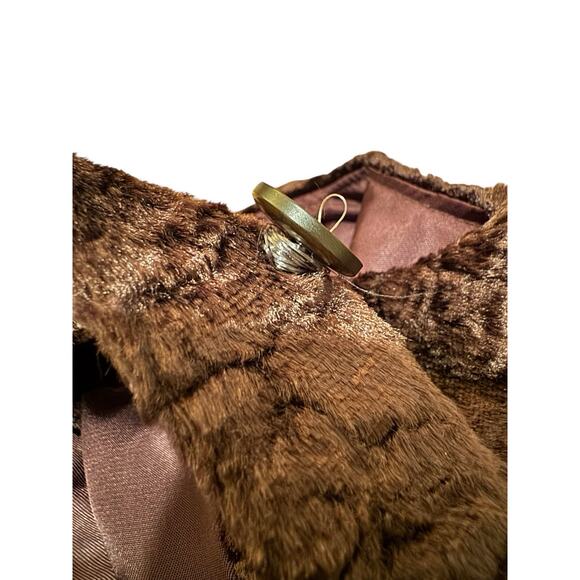 Vintage Y2K Siena Studio Faux Fur Vest Chocolate Brown Textured Button L - Picture 8 of 12